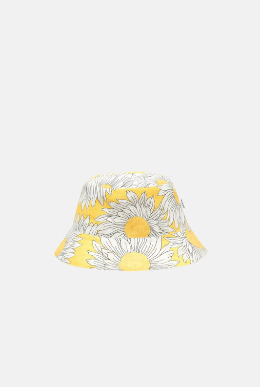 Yellow floral print cotton bucket hat Hats Mirto 