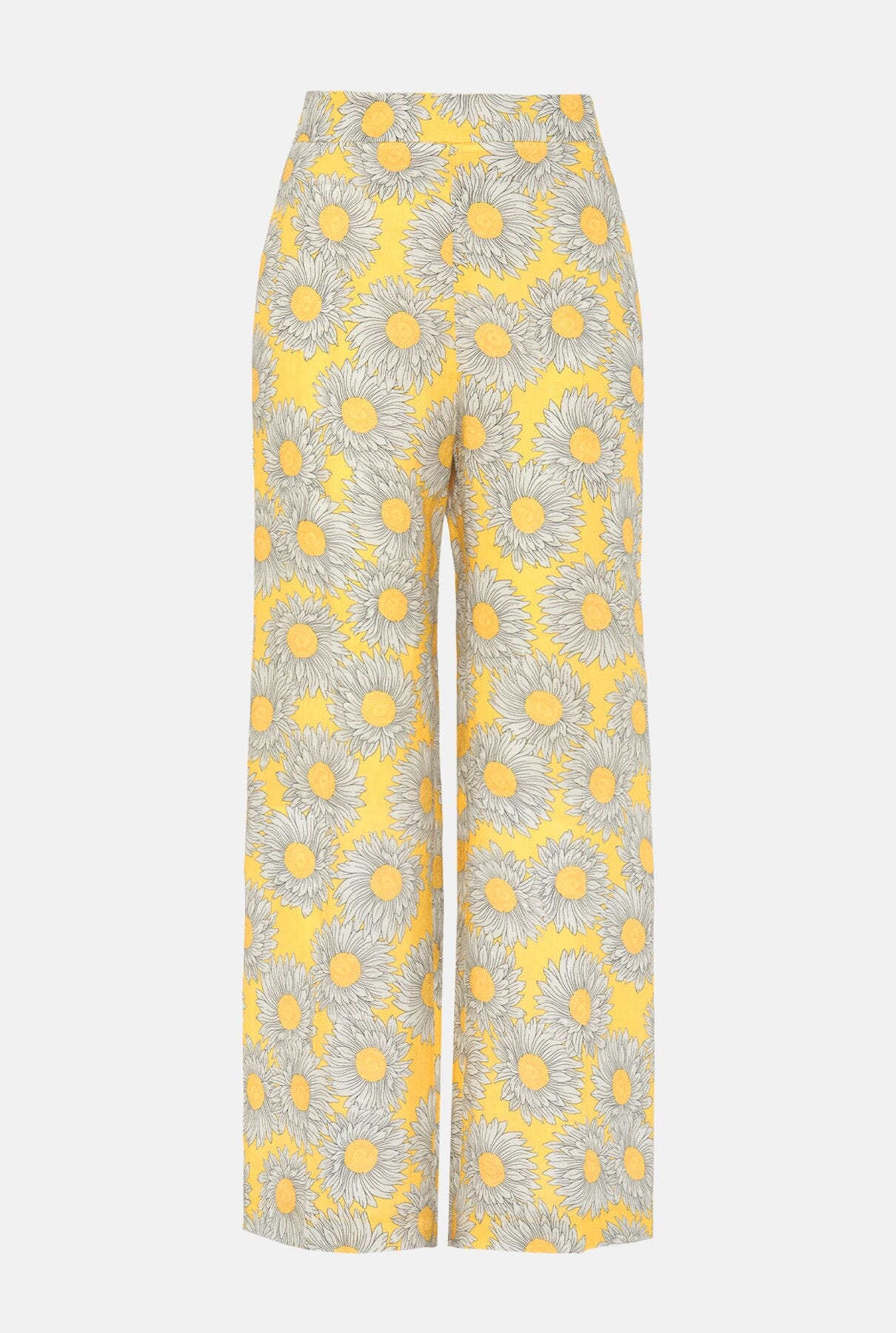 Yellow floral print linen trousers Trousers Mirto 