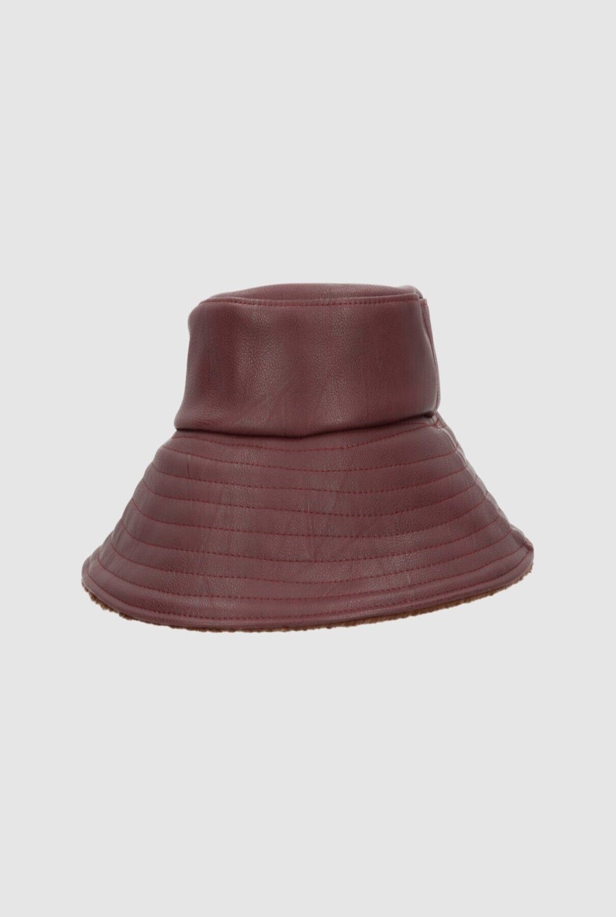 Yoyo Leather Hat Burgundy Hat Zahati 