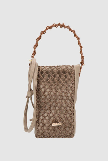 Zigzag Mini Bag Grey + Brown Crossbody bags Zahati 