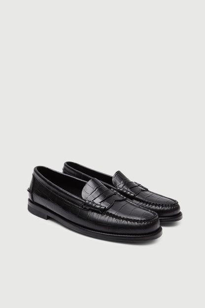 Zoe Loafers in Croc-effect Black Leather Zoe AUGUSTA 