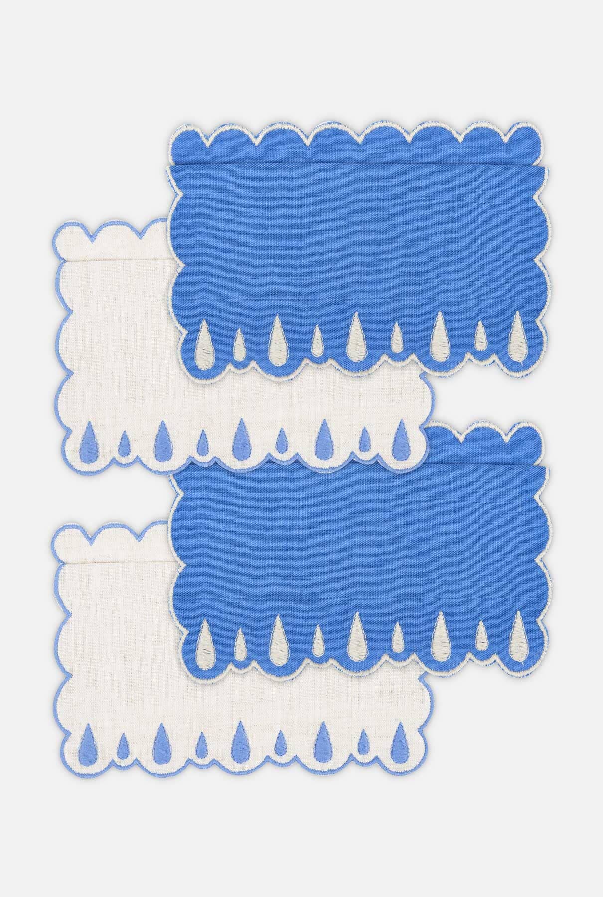 4 Drops blue and eco/ blue cocktail napkins set Tablewear Los Encajeros 