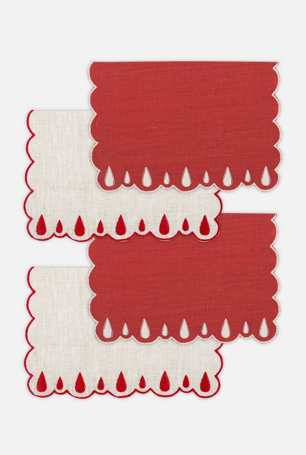 4 Drops red and eco/ red cocktail napkins set – ES Fascinante