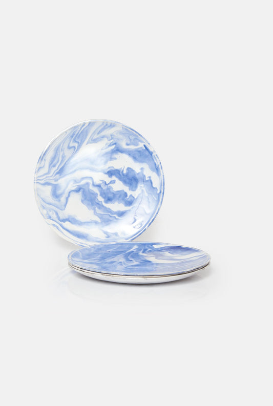 4 platos de postre colección mármol azul Vajillas de Ultramar 
