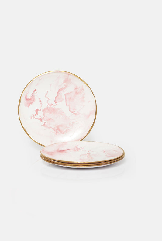 4 platos de postre colección mármol rosa oro Vajillas de Ultramar 
