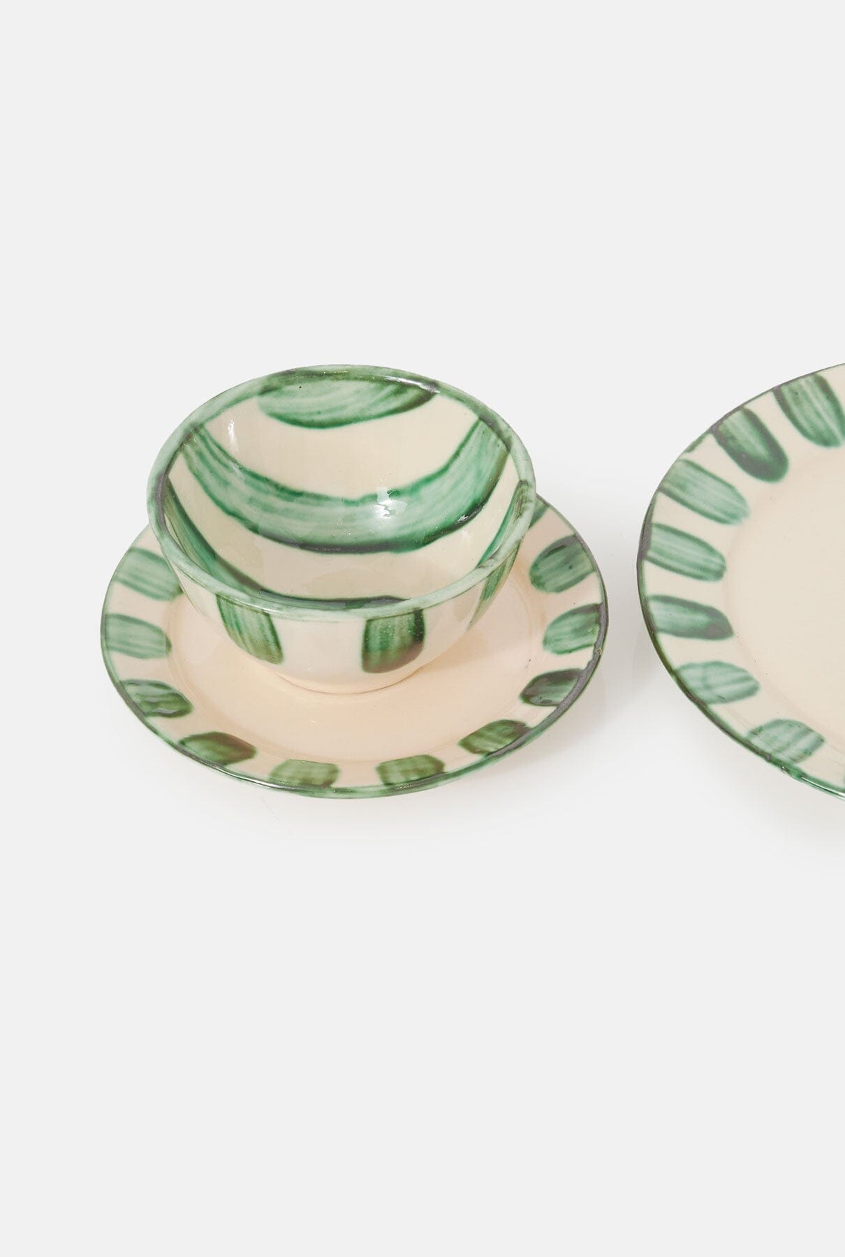 4 platos de postre colección rayas verde Tableware Cantabrico Living 