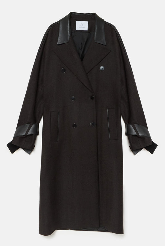 Abrigo de lana doble botonadura espigas marrón Coats Miguel Marinero 