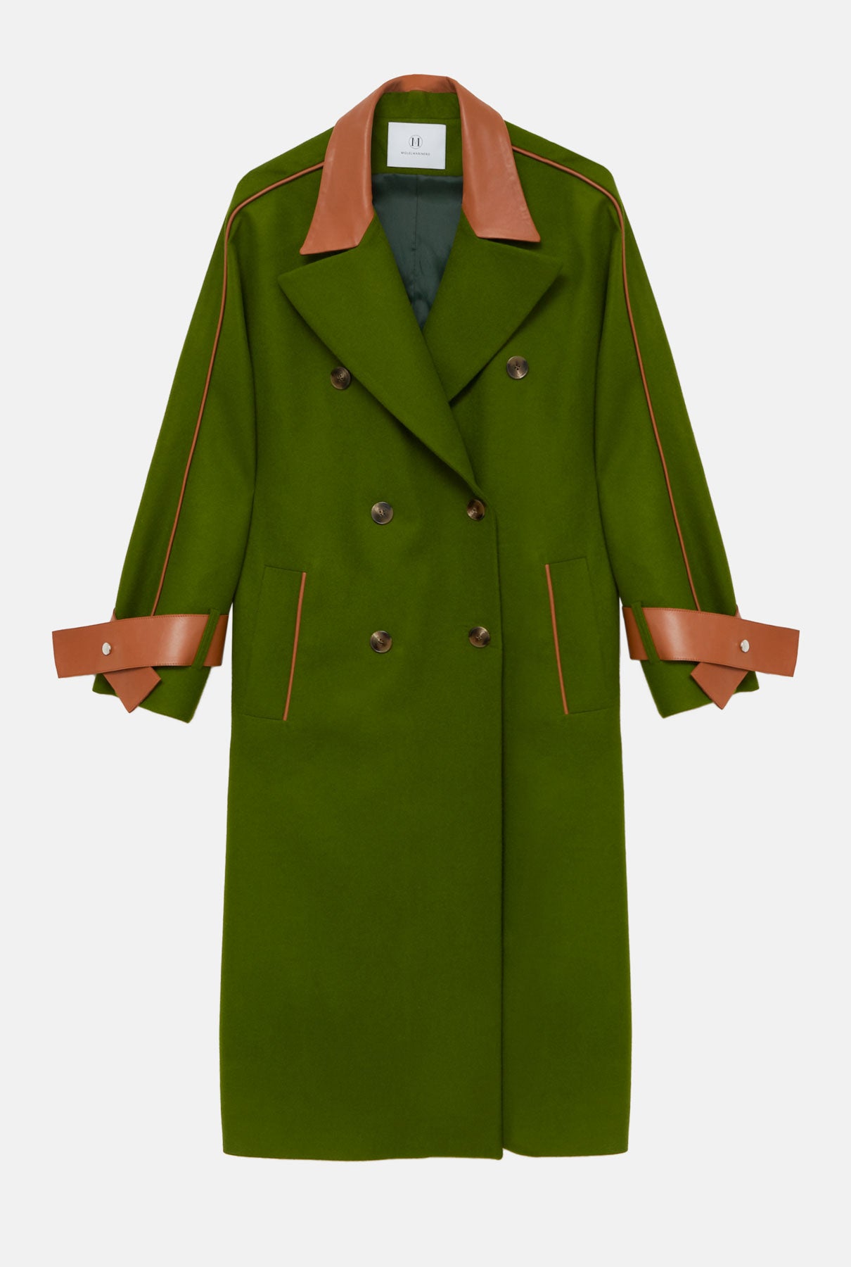 Abrigo lana merino con detalles en cuero - Pre order coat Miguel Marinero 