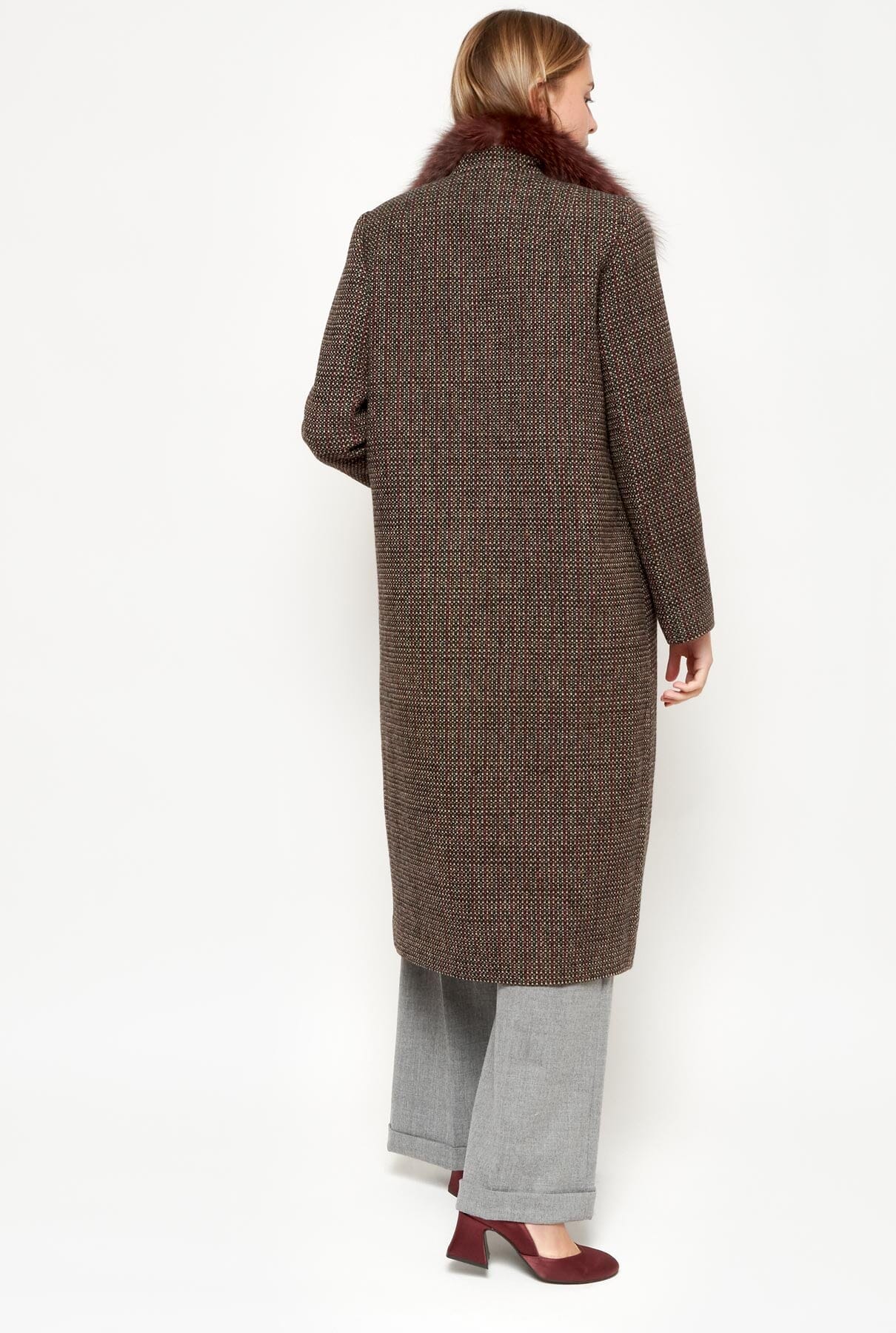 Abrigo largo de lana textura y pelo Coats Miguel Marinero 
