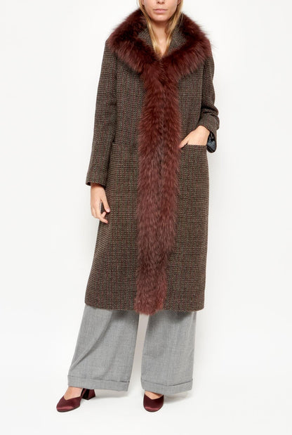 Abrigo largo de lana textura y pelo Coats Miguel Marinero 