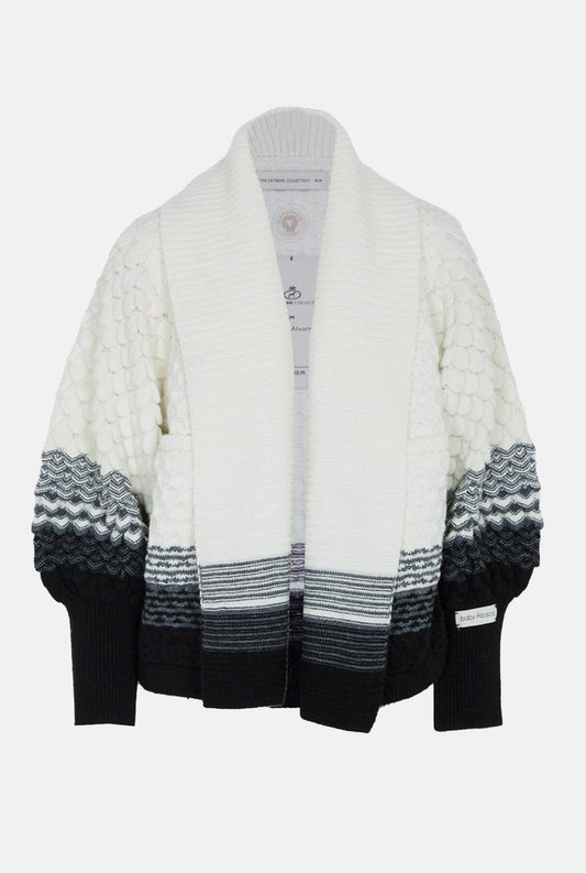 Alpaca And Merino Wool Oversized Chunky Knit Short Cardigan Simonetta in Black And White Jackets The Extreme Collection 