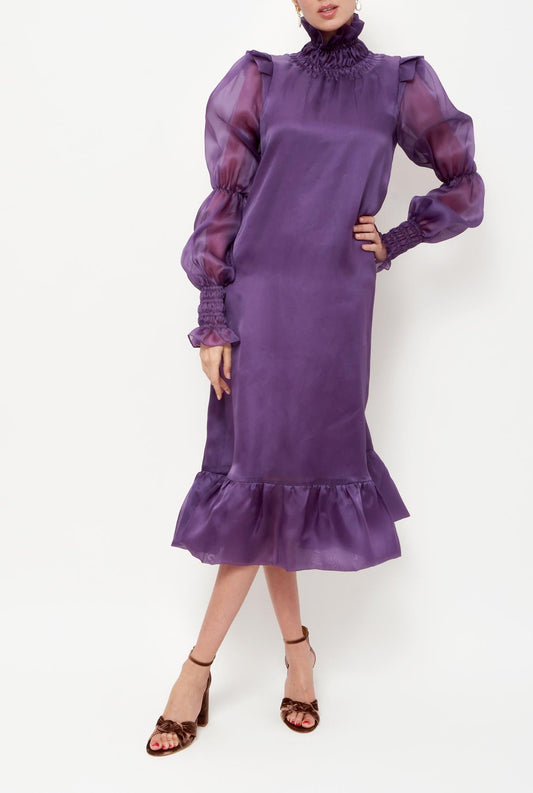 Andrea midi long sleeve purple Dresses Diddo Madrid 