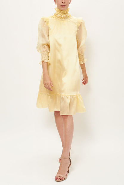 Andrea midi short yellow sleeve Dresses Diddo Madrid 