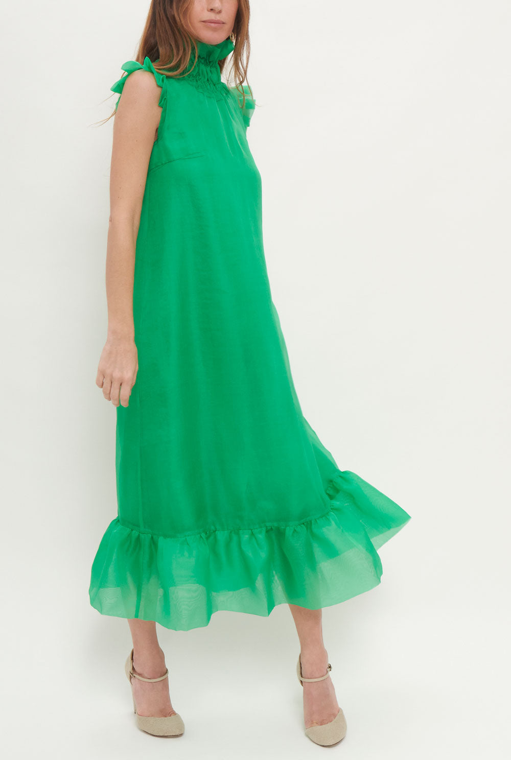 Andrea organza green midi dress Dresses Diddo Madrid 