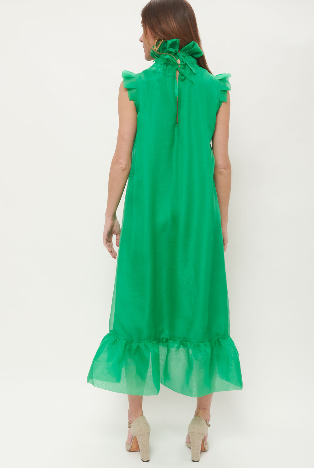 Andrea organza green midi dress Dresses Diddo Madrid 