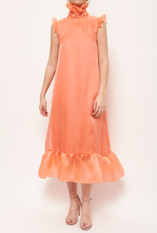 Andrea organza orange midi dress Dresses Diddo Madrid 