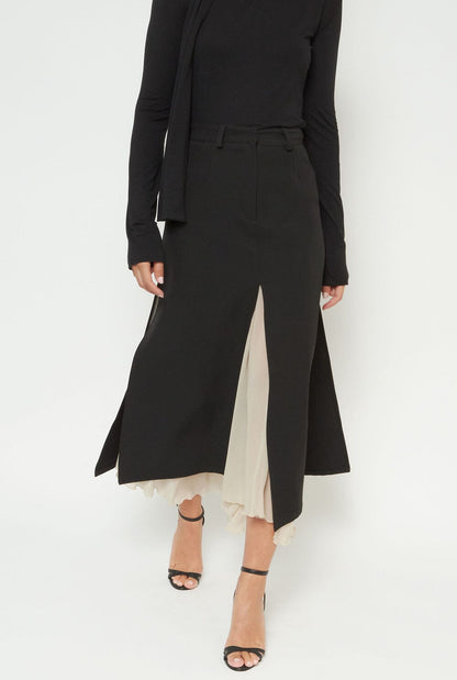 Black and sand bicolor midi skirt Skirts Habey Club 