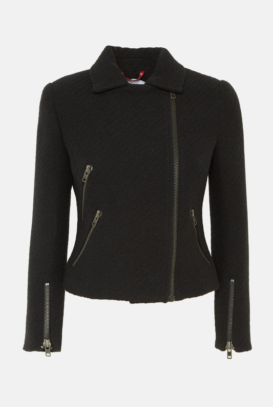 BLACK COTTON BLEND JACKET PERFECTO NEGRO Jackets The Extreme Collection 