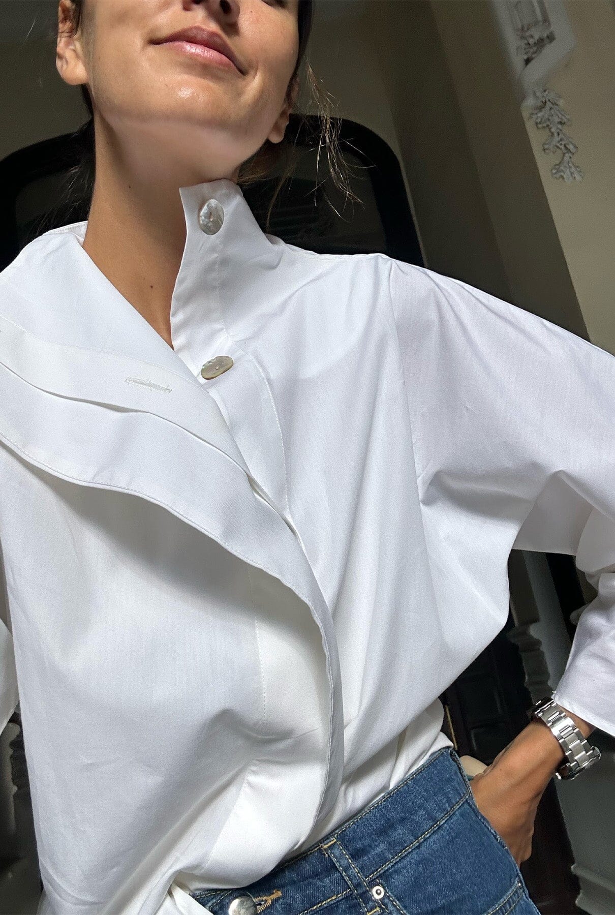 Camisa cierre lateral blanca Shirts & blouses Iki Essentials 