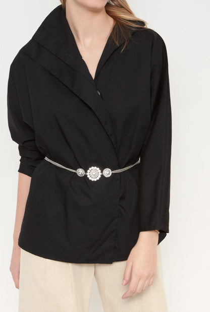 Camisa cierre lateral negro Shirts & blouses Iki Essentials 