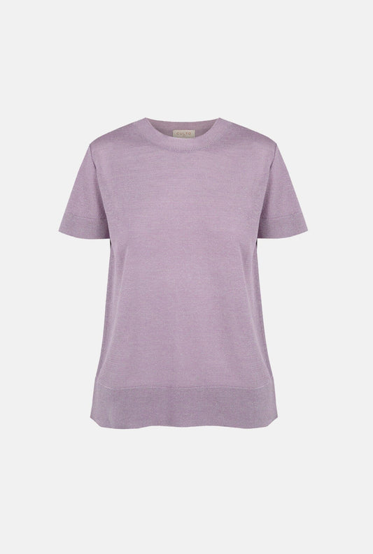 Camiseta de punto lino y seda lila T-Shirts & tops Culto 1105 