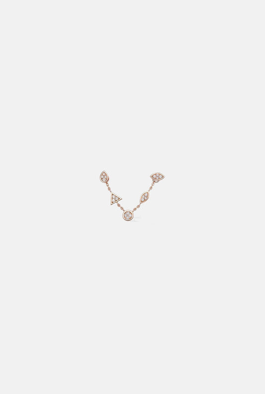 Chained Studs Earrings - Single unit Earrings Gold & Roses 