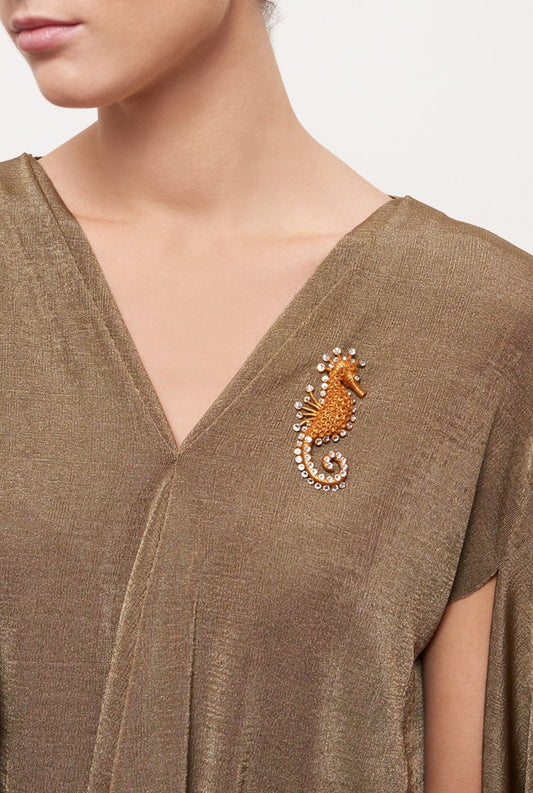 Colgante/Broche Caballito de Mar Oro Strauss Brooch Joaquin Blanco 