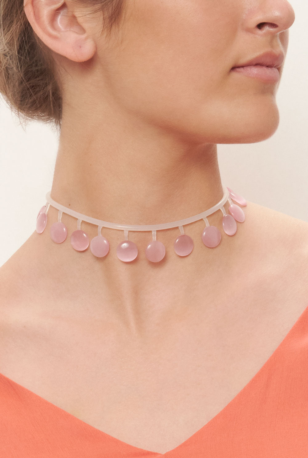 Collar flotante pink necklace Joaquin Blanco 