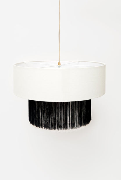 Doble drum lampshade with black and white fringes Lighting Otherlamps 