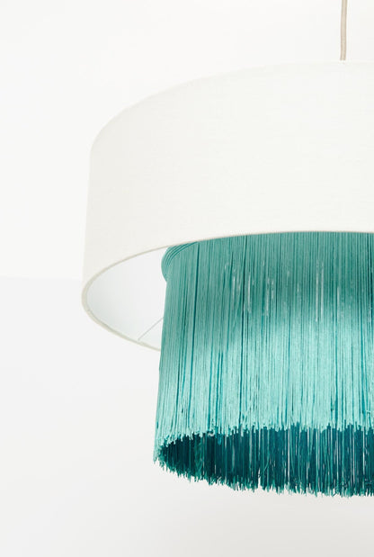 Doble drum lampshade with blue fringes Lighting Otherlamps 