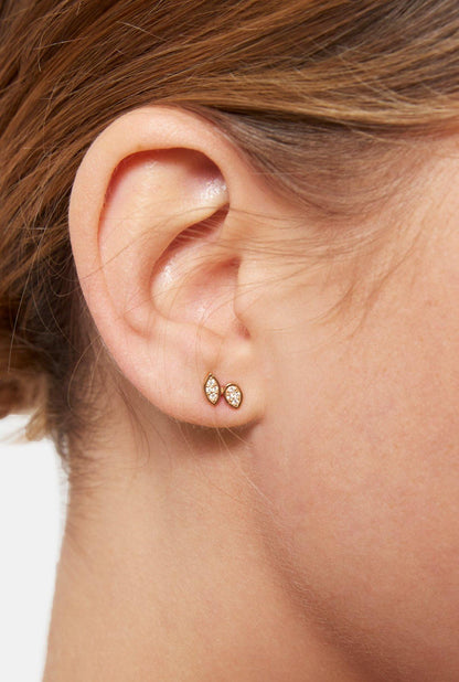 Earrings Marquise&Co Double Stud earring Gold & Roses 