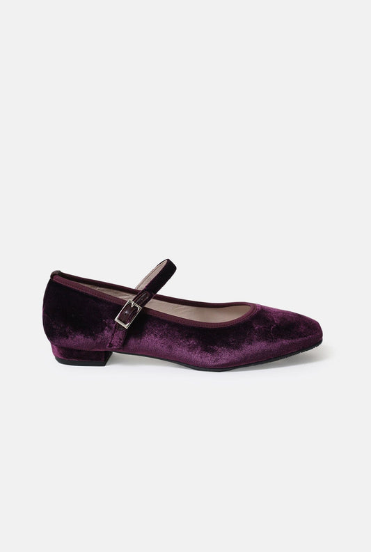 Glorieta velvet wine Flat shoes Mint and Rose 