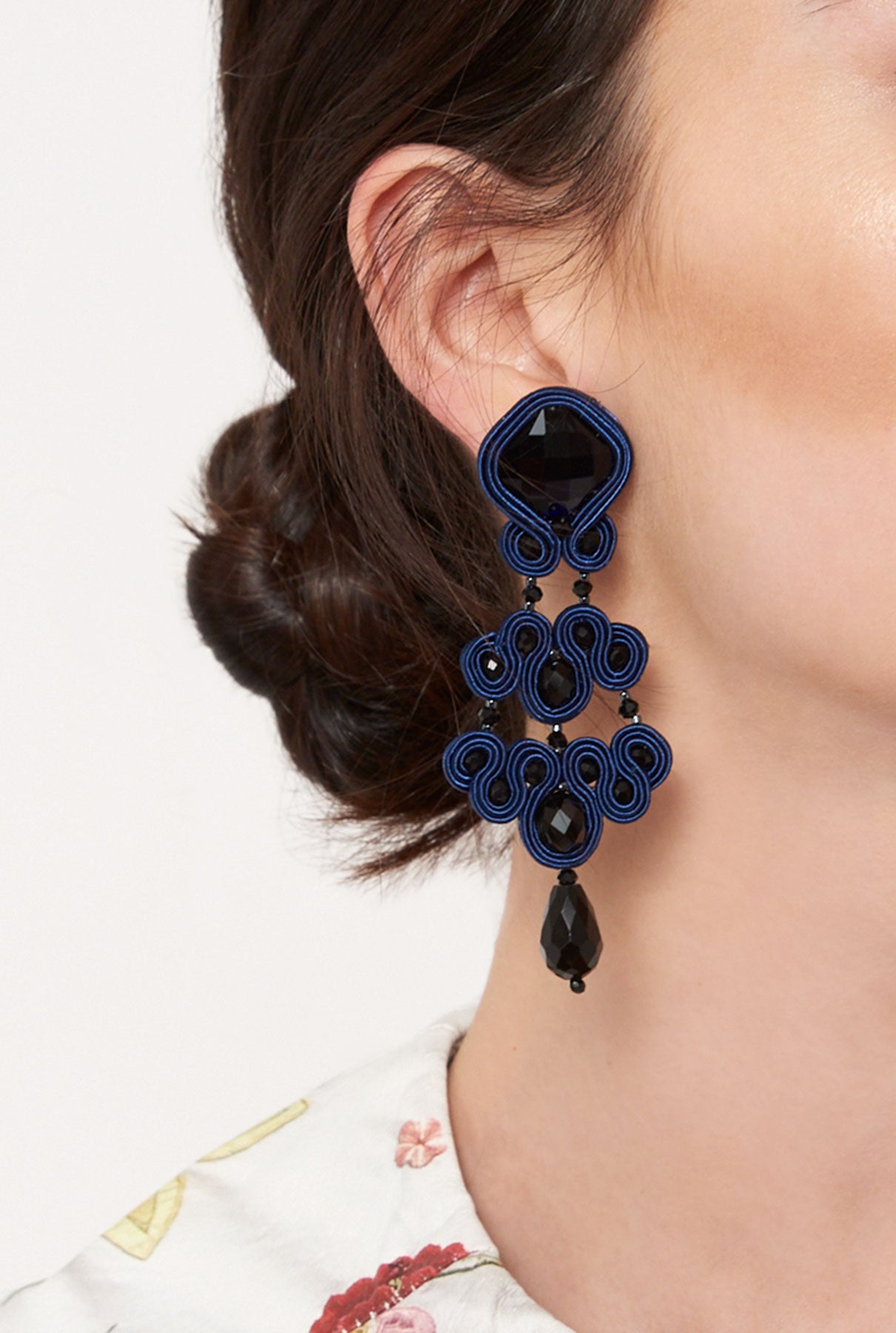 Gothic jet XL Cobalt Earrings earring Musula Jewels 