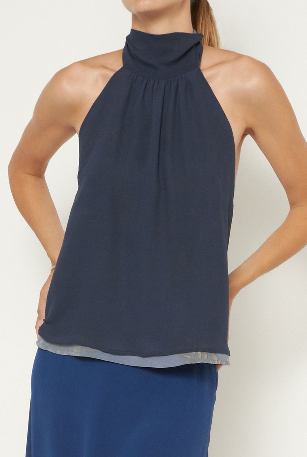 Halter Reversible Ecoprint blue top T-Shirts & tops Atelier Aletheia 