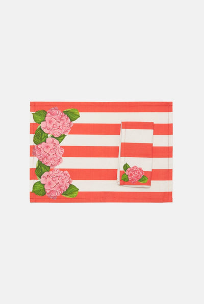 Individual rojo colección flores ( 2 individuales y 2 servilletas) · Cantabrico Living