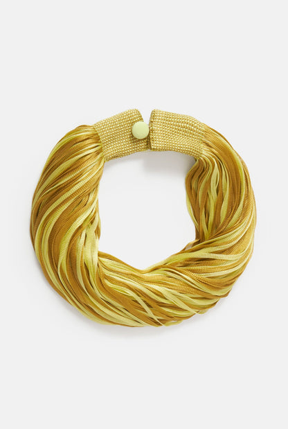 Japanese Silk Lime and Gold Necklace Neckclace Victoria de Talhora 