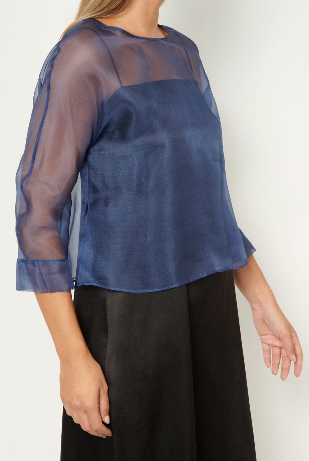 Lea Organza Blouse Indigo Blue Shirts & blouses Atelier Aletheia 