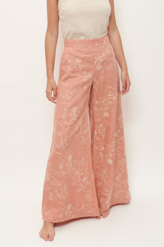 Linen embroidered trousers. Pre-Order nightgown NAMUR COLLECTION 