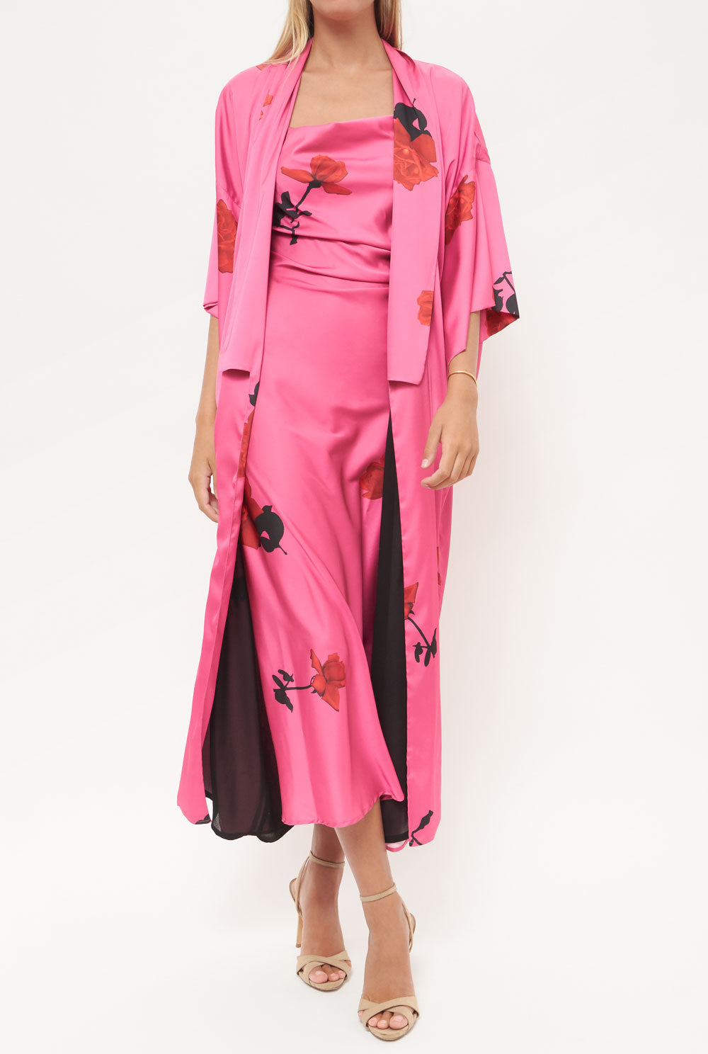 Pink maxi hot sale kimono