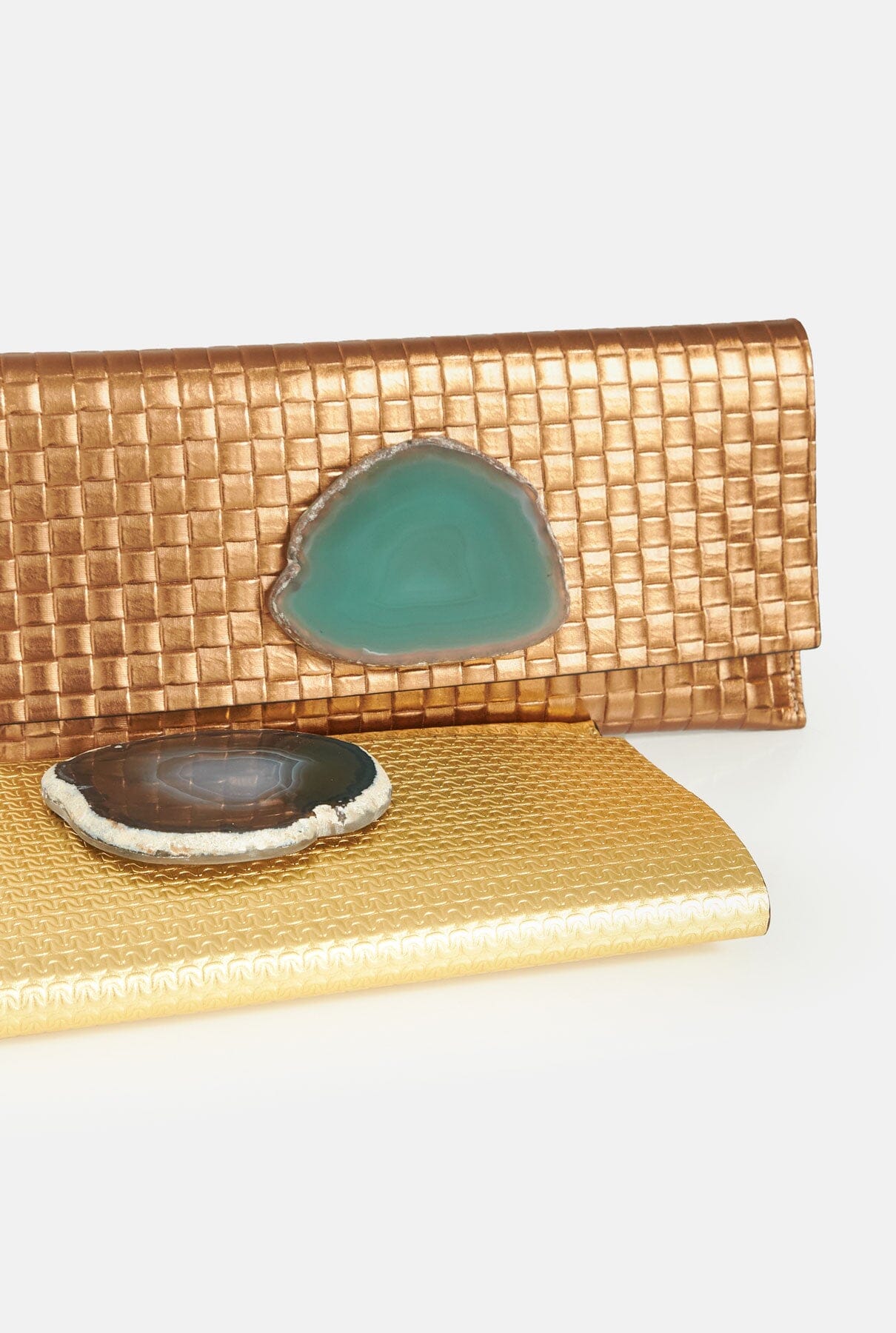 MAXI PREMIUM CLUTCH TRENZADO COBRE AGATA VERDE ES Fascinante