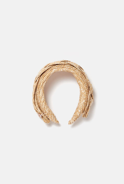 Natural straw tall headband Earrings Zahati 