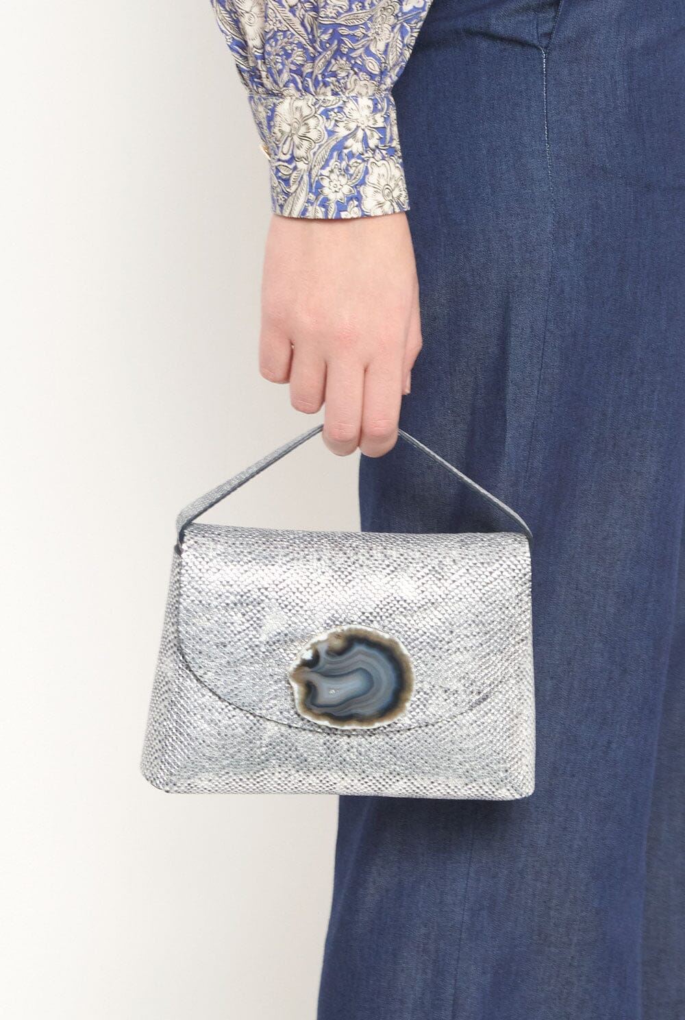Ori Bag - Plata Celeste Agata Azul Hand bags Ecue 