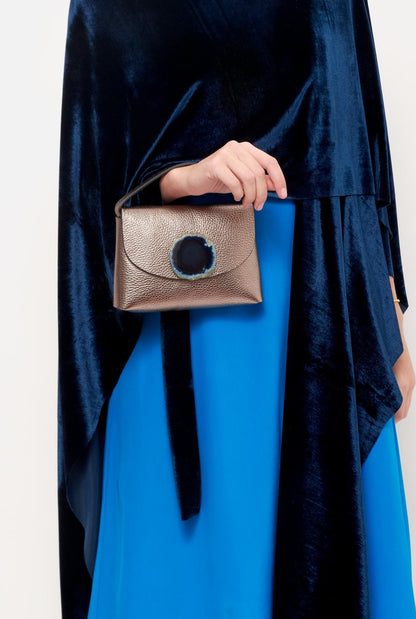 Ori Bag - Plateado Granulado Ágata Azul Hand bags Ecue 