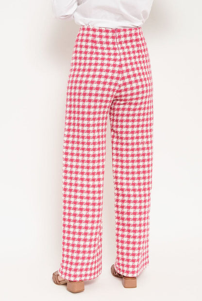 Pantalon pata de gallo Rosa/Blanco Trousers Iki Essentials 