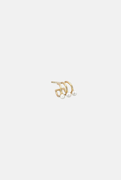 PENDIENTES TRIPLE ARO PERLAS - Single unit Earrings Gold & Roses 