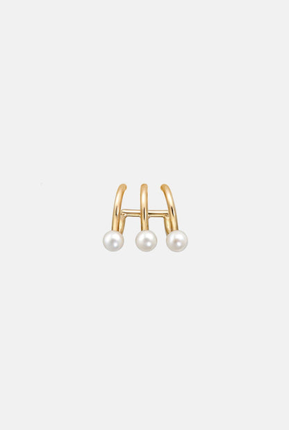 PENDIENTES TRIPLE ARO PERLAS - Single unit Earrings Gold & Roses 