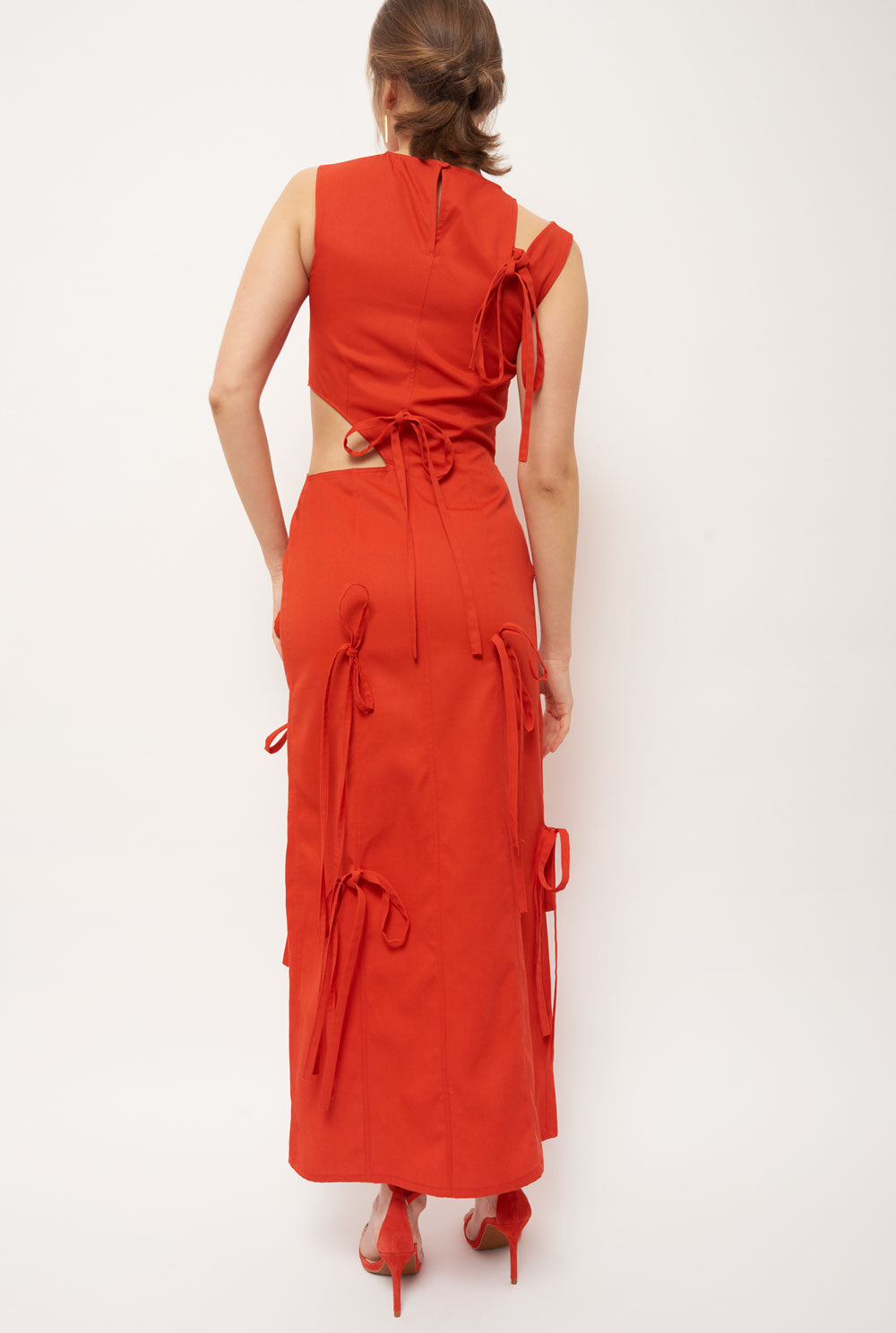 Red asymmetrical long dress dress Habey Club 