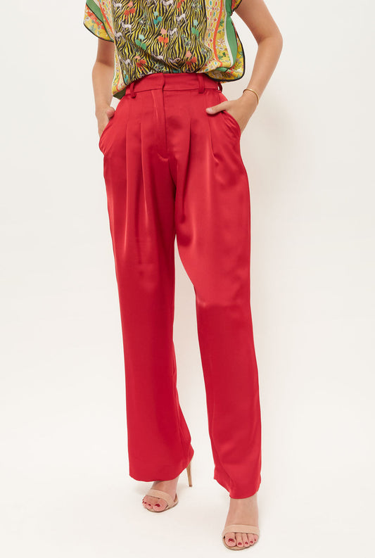 Red straight pants trousers Habey Club 