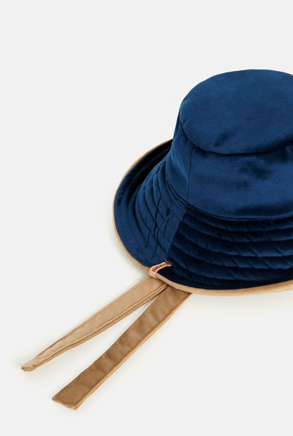 Reversible bicolour velvet hat blue Hats Gakomi 