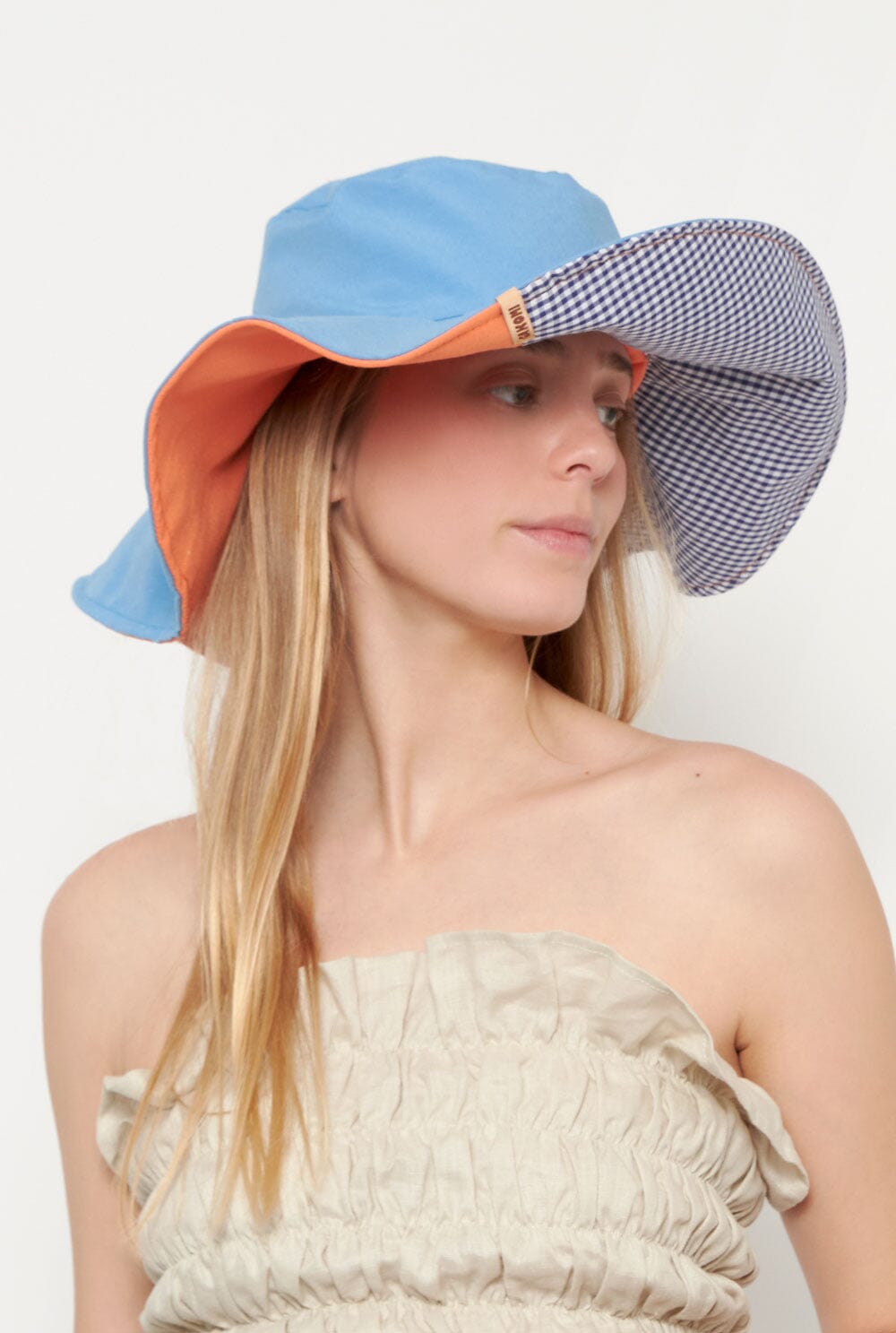 Reversible Block-Vichy Pamela blue orange Hats Gakomi 